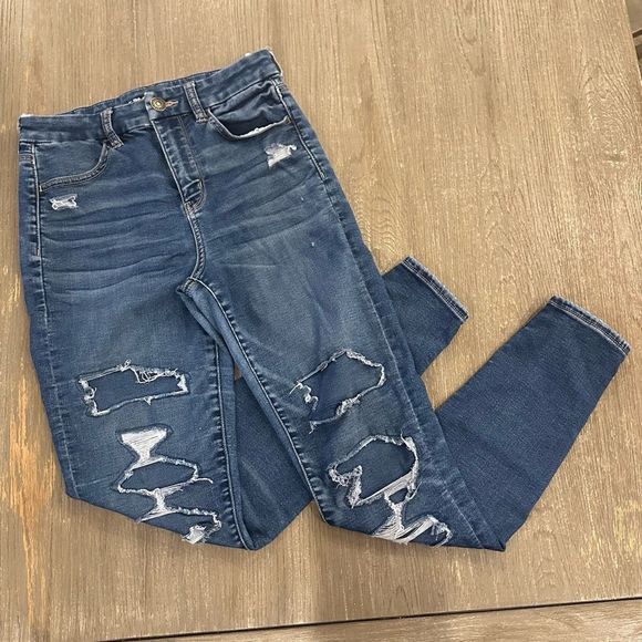 AE American Eagle Next Level Stretch Patched Distressed Jeans - Picture 1 of 14